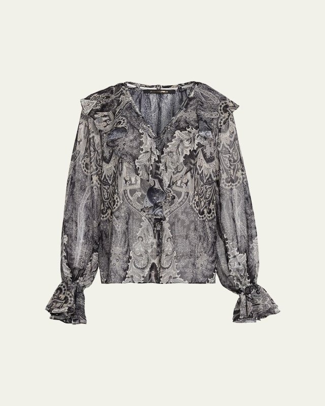 Locke Ruffle Tie-Neck Blous